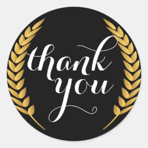 Gold Wheat Grain Stems Round Thank You Sticker