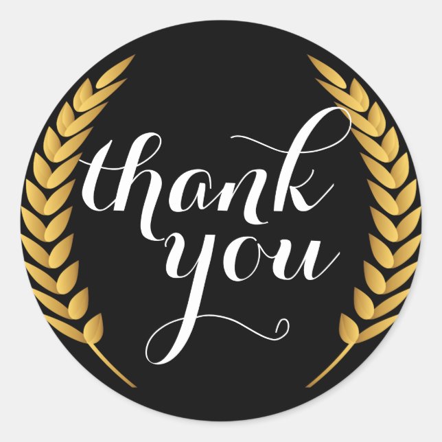 Gold Wheat Grain Stems Round Thank You Sticker (Front)