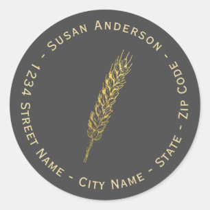 Gold Wheat Return Address Label