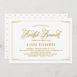 Gold Whimsical Borders Bridal Brunch Invitation