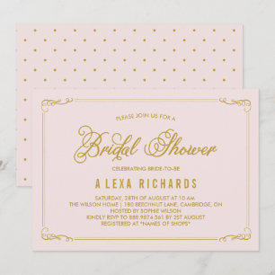 Gold Whimsical Borders Bridal Shower Invitation
