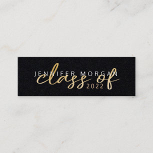 Gold Whimsical Script   Graduation Name Card