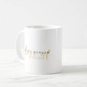 Gold Whimsical Script Graduation Name Card Coffee Mug