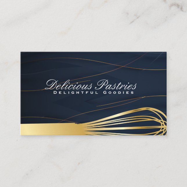 Gold Whisk | Abstract Background Business Card (Front)