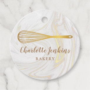 Gold Whisk Bakery Patisserie Marble Swirls Favour Tags