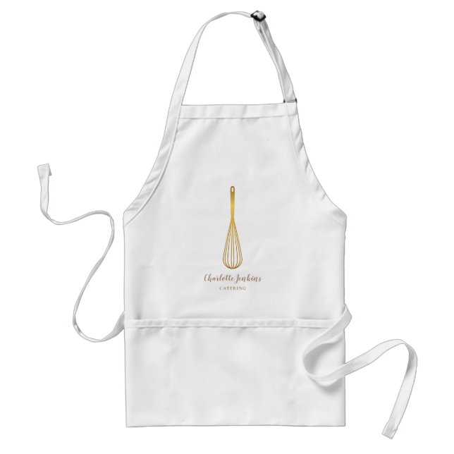 Gold Whisk Bakery Patisserie Marble Swirls Standard Apron (Front)