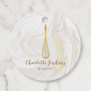 Gold Whisk Bakery Patisserie Marble Swirls Tag