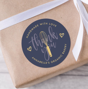 Gold Whisk Bakery Thank You Classic Round Sticker