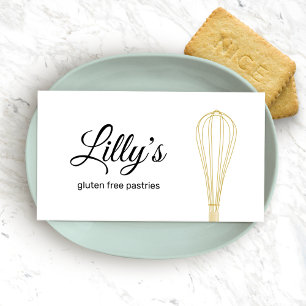 Gold Whisk Chef Bakery Caterer Business Card