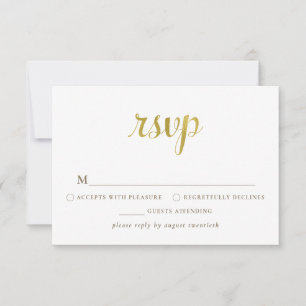 Gold White 50th Anniversary RSVP Card