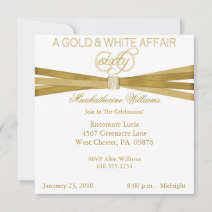 Gold & White 60th Birthday Party Invitations