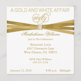 Gold & White 60th Birthday Party Invitations