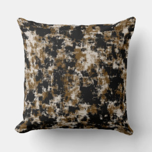 Gold White and Black abstract Cushion