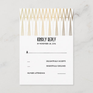Gold White and Black Art Deco RSVP Cards