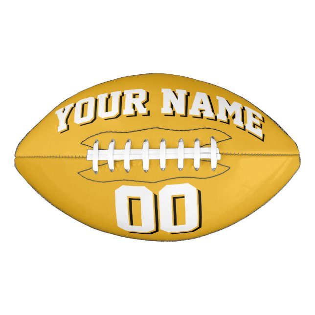 GOLD WHITE AND BLACK Custom Football American Football (Front)