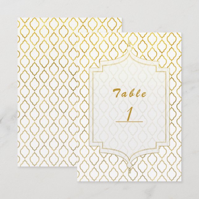 Gold & White Arabian Moroccan Glam Table Number (Front/Back)