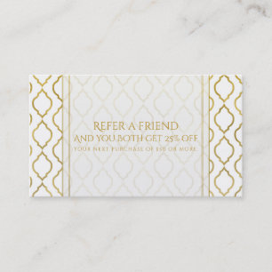 Gold & White Arabian Moroccan Refer a Friend Card