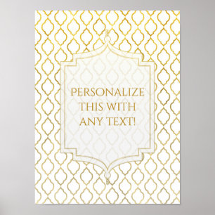 Gold & White Arabian Moroccan Theme Custom Party Poster