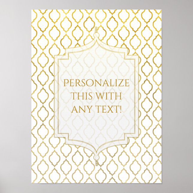 Gold & White Arabian Moroccan Theme Custom Party Poster (Front)