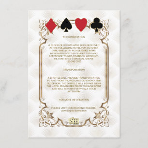 Gold White Art Deco Casino Wedding Accommodation Enclosure Card