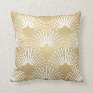 Gold & White Art-deco Pattern 23 Cushion
