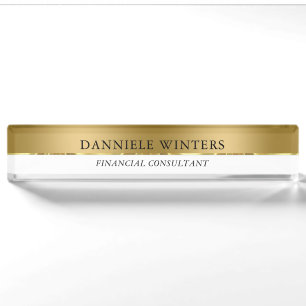 Gold & White Background Black Typography Nameplate