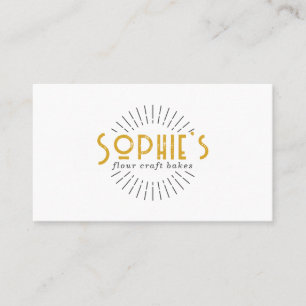 Gold White Baker Bakery Logo Business Card