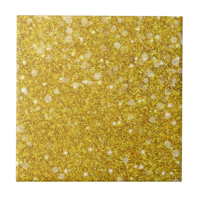 Gold White Bauble Colour Faux Glitter Solid Tile (Front)
