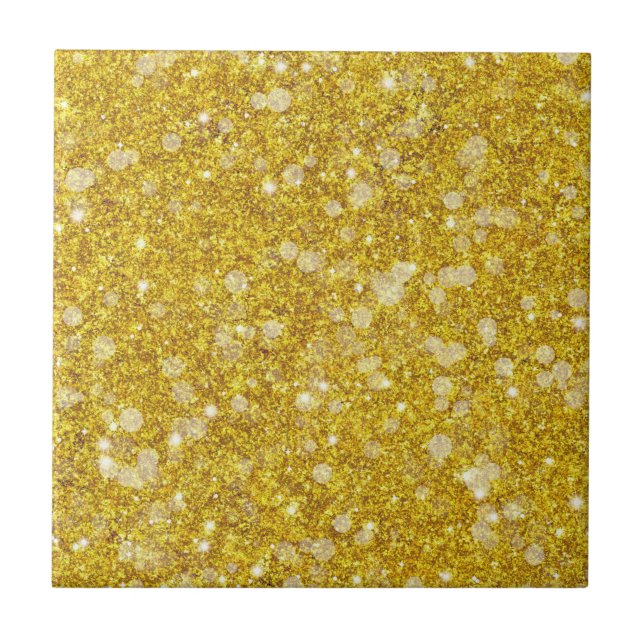 Gold White Bauble Colour Faux Glitter Solid Tile (Front)