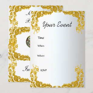 Gold White Birthday Invitation