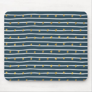 Gold White Blue Stars and Stripes Mouse Mat