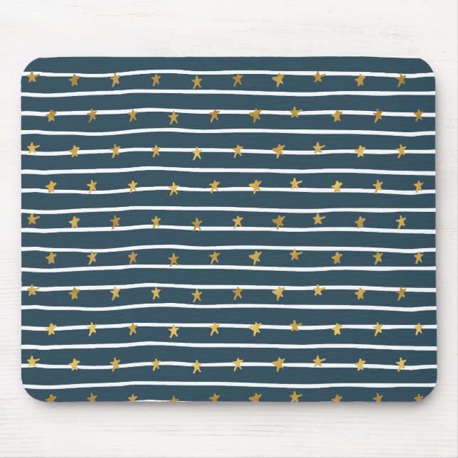 Gold White Blue Stars and Stripes Mouse Mat (Front)
