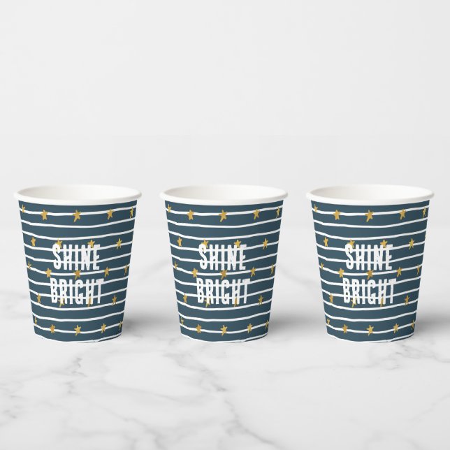 Gold White Blue Stars and Stripes Paper Cups (Multi)
