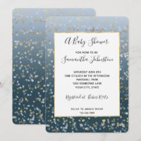Gold White Blue Stars Shine Bright Baby Shower