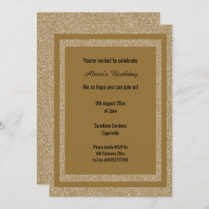 Gold White Bronze Modern Birthday Custom Print Invitation