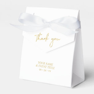 Gold & White   Brush Script Party Thank you Favour Box