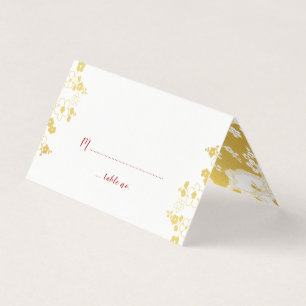 Gold& White Cherry Blossom Oriental Wedding Business Card