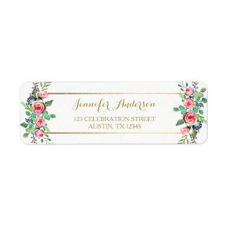 Gold White Chic Beautiful Floral Pink Roses