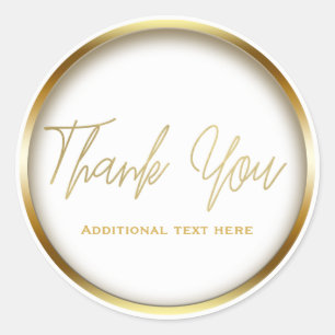 Gold & White Chic Elegant Simple Glam Favour Classic Round Sticker