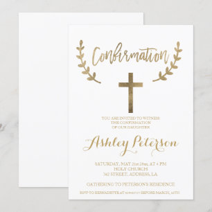 Gold white chic elegant typography confirmation invitation