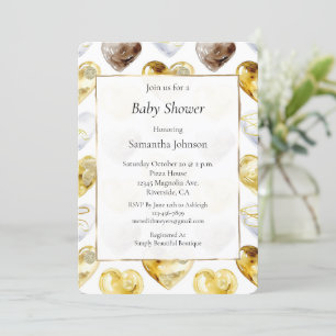Gold White Chocolate Hearts Baby Shower Invitation