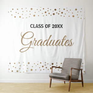 Gold White Class of Graduates backdrop Tapestry