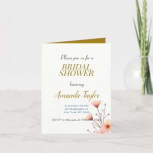 Gold White Colour Minimalist Bridal Shower Announcement