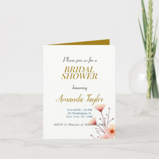 Gold White Colour Minimalist Bridal Shower Announcement