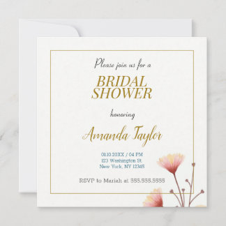 Gold White Colour Minimalist Bridal Shower Invitation