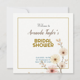 Gold White Colour Minimalist Bridal Shower Save The Date