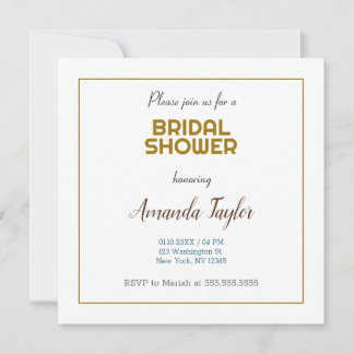 Gold White Colour Minimalist Bridal Shower Save The Date