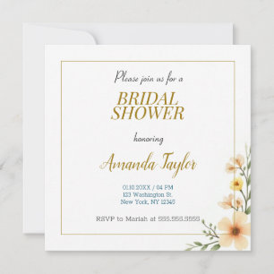 Gold White Colour Minimalist Bridal Shower Save The Date
