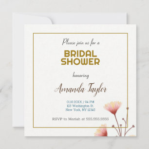 Gold White Colour Minimalist Bridal Shower Save The Date
