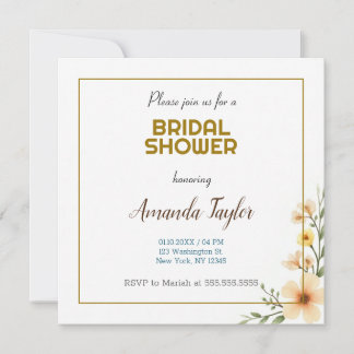 Gold White Colour Minimalist Bridal Shower Save The Date